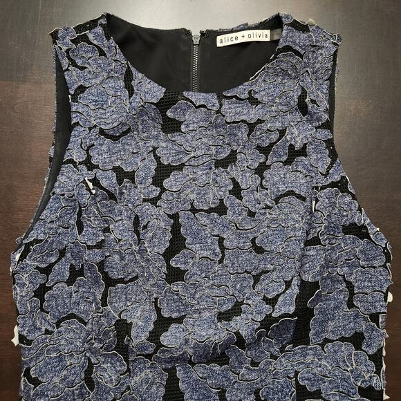 Alice + Olivia Fonda Floral-Lace Drop-Waist Dress Size 2 - Picture 3 of 8